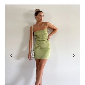 Green Satin Mini Dress